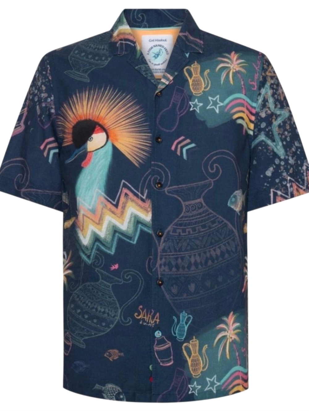 A Fish Named Fred Linen Short Sleeve Button Up Shirt